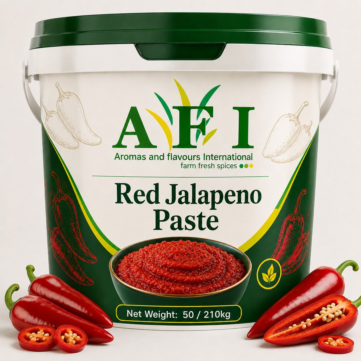 Bulk Red Jalapeño Paste HDPE drum export India — Capsicum Annum L (Jalapeno Cultivar)