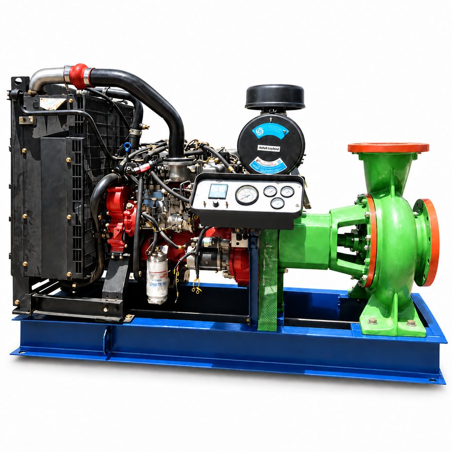 Engine driven pump set on a steel base