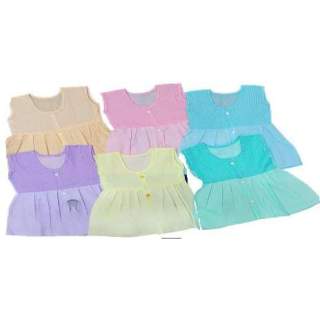 100 % Cotton Voile - Girl Newborn Dress Sleeveless Front Open With Buttons (PACK OF 3)