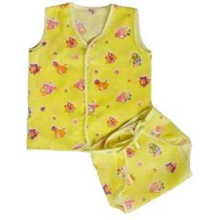 100 % Cotton Voile - Unisex Newborn Jabla Top Sleeveless Front Open With Buttons & Nappies Set (PACK OF 3 SET)