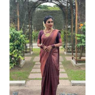Pink Color Wedding Wear Heavy Thread And Zari Work Saree