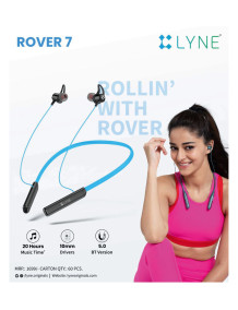 LYNE Rover 10 50 Hours Music Time Bluetooth Neckband with IPX5 Water Resistance, Magnetic Earbuds &amp; Mic