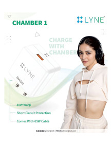 LYNE Chamber 14c Dual USB Port 12W Output Mobile Charger with Type-C Cable