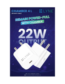LYNE Chamber 5c Dual Type-C Port, 50W Output Mobile Charger with Type-C to Type-C  Cable
