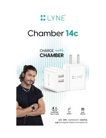 LYNE Chamber 14c Dual USB Port 12W Output Mobile Charger with Type-C Cable
