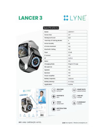 LYNE Lancer 3 Smart Watch 2.0" IPS Screen, Bluetooth Calling &amp; IP67 Water Resistance