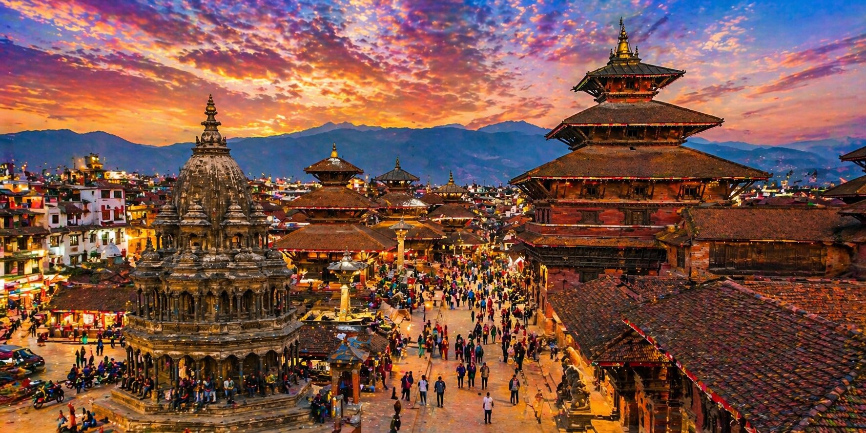 Nepal Durbar Square at sunset